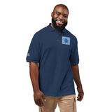 Embroidered Blue Floral Crest Polo Shirt