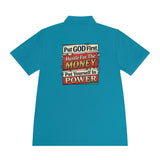 Men's Motivational Polo — "Put GOD First, Hustle For The Money, Put Yourself In Power"