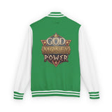Letterman Jacket — 'God Money Power' Retro Crest Varsity Jacket