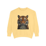 Tiger Portrait Sweatshirt – "God Money Power" Vintage Graphic