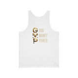 GVP Gold Text Tank — "God Money Power" Graphic Tank Top