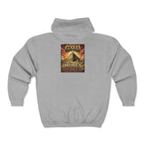 God Over Money Zip Hoodie — Religious Faith & Financial Priority Graphic Hoodie