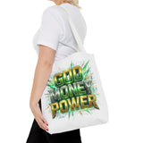 Tote Bag — "God Money Power" Bold Graphic Tote for Faith & Hustle