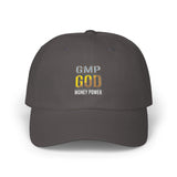 Classic Dad Cap — 'GMP GOD' Embroidered White Baseball Hat