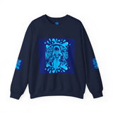 Crewneck Sweatshirt — 'God Money Power' Blue Graphic Pullover