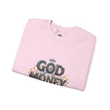 Crewneck Sweatshirt — "God Money Power" Graphic Pullover