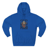 God Money Power-Hoodie — Skull Graphic Three-Panel Fleece Pullover