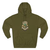 God Power Hoodie — Retro 3D Faith Graphic Fleece Hoodie