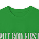 Long Sleeve Tee — "Put God First, Hustle for the Money, Put Yourself in Power" Inspirational Faith & Hustle Top