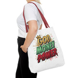 God Money Power Tote Bag — Bold Graphic Faith & Prosperity Statement Tote