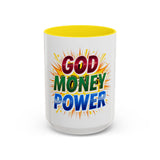God Money Power Accent Coffee Mug — Inspirational Faith & Prosperity Gift (11/15oz)