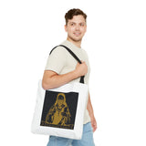 Religious Icon Tote Bag — 'God Money Power' Gold Graphic