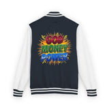 Letterman Jacket — "God Money Power" Retro Graphic Varsity Jacket