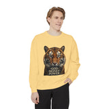 Tiger Portrait Sweatshirt – "God Money Power" Vintage Graphic
