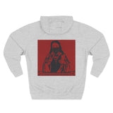 Three-Panel Fleece Hoodie — Red Icon Jesus Graphic Hoodie (I Don't Want Power Text)