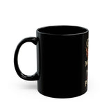 Black Mug — "God Money Power" Crowned Fist Coffee Mug (11oz/15oz)
