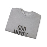 Crewneck Sweatshirt — "GOD MONEY POWER" Bold Typography Pullover