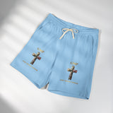 Religious Cross Sweat Shorts — "GMP God Moves Power" Garment-Dyed Fleece