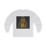 Long Sleeve Tee — Gold Saint Illustration with "I Got Money Power" Banner
