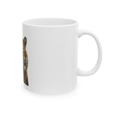 Tiger Face Ceramic Mug - "God Money Power" Inspirational Coffee Cup (11oz, 15oz)