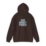 Hoodie — "God Money Power" Chrome Text Pullover