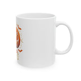 Halloween Pumpkin Jack-O'-Lantern Mug — "GMP: God Money Power" Ceramic Coffee Cup (11oz/15oz)