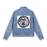 Denim Jacket — 'God Money Power' Patriotic Back Patch Men's Jean Jacket