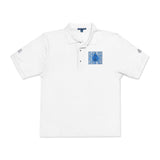 Embroidered Blue Floral Crest Polo Shirt
