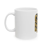 Good Money Power Ceramic Mug — Gold 3D Typography Coffee Cup (11oz, 15oz)