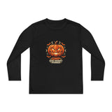 God Money Power- Youth Long Sleeve Tee — Halloween Jack-O'-Lantern Pumpkin Graphic