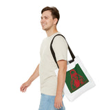 Religious Icon Tote Bag — Red & Green Saint Artwork All-Over Print