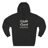 GMP God Money Power Hoodie — Metallic Text Graphic Fleece Hoodie