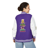 Letterman Jacket — 'No Money No Power' Retro Graphic Varsity Jacket