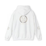 Monogram Circle Logo Hoodie — Minimal White Streetwear Sweatshirt