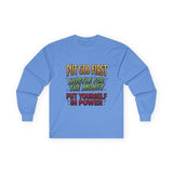 Long Sleeve Tee — "Put God First, Hustle for the Money, Put Yourself in Power" Inspirational Christian Tee
