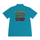 Faith & Hustle Polo — "Put God First, Hustle for the Money, Put Yourself in Power" Sport Shirt