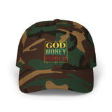 Dad Cap — GOD MONEY POWER Embroidered Tricolor Baseball Hat