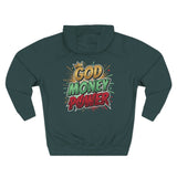 God Money Power Hoodie — Graphic Fleece Pullover with Crown Logo