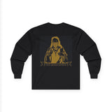 Long Sleeve Tee — Gold Saint Illustration with "I Got Money Power" Banner