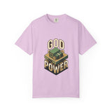 God Power T-Shirt — Faith Graphic Tee with Vintage Tank Illustration