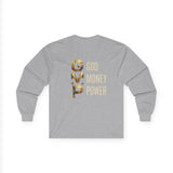 GMP Long Sleeve Tee — God Money Power Gold Graphic