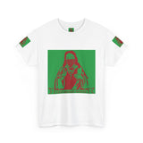 Graphic Tee — Masked Saint Illustration (Red & Green)