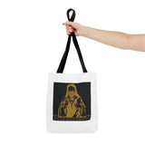 Religious Icon Tote Bag — 'God Money Power' Gold Graphic