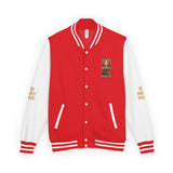 Letterman Jacket — 'GOD MONEY POWER' Red & White Varsity Jacket