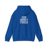 Hoodie — "God Money Power" Chrome Text Pullover