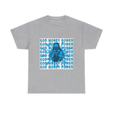 God Money Power Graphic Tee — Blue Anime Design