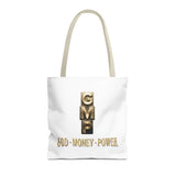 God • Money • Power Tote Bag — Inspirational Gold Block Design