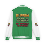 Letterman Jacket - "Put God First, Hustle for the Money" Inspirational Varsity Jacket