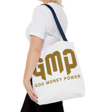 GMP 'God Money Power' Gold Logo Tote Bag - Inspirational Christian Canvas Tote
