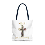 GMP 'God Money Power' Floral Cross Tote Bag